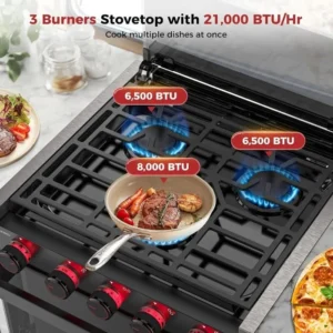 RV Propane Oven Stove 3-Burner Cooktop with 1.27 Cu. Ft. Oven - Image 2