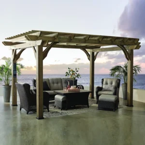 Cedar Wood Outdoor Pergola with Power Outlets