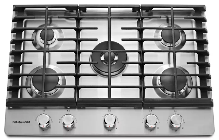 KitchenAid KCGS550ESS Gas Cooktop 30 Inch 5-Burner Stainless Steel KitchenAid KCGS550ESS Gas Cooktop 30 Inch 5-Burner Stainless Steel - Image 1