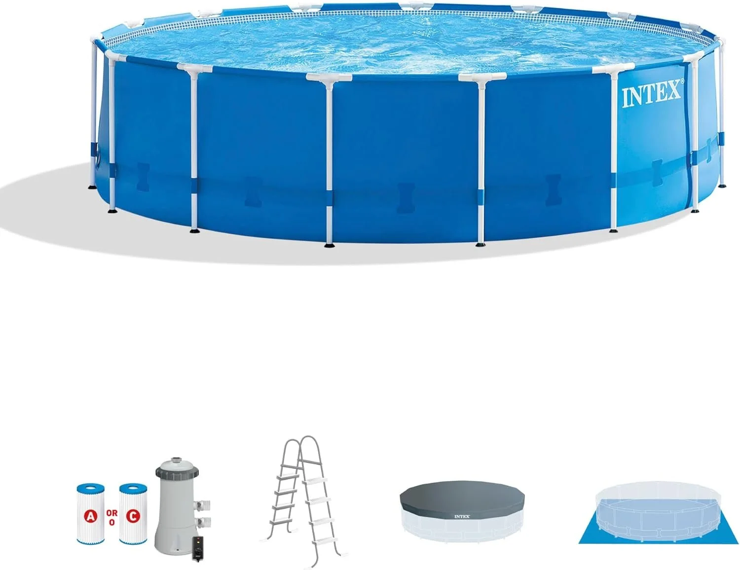 15 Foot Round Above Ground Pool 48 Inch with Filter Pump and Ladder 15 Foot Round Above Ground Pool 48 Inch with Filter Pump and Ladder - Image 1